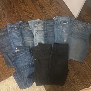 Women's Blue and Black Jeans